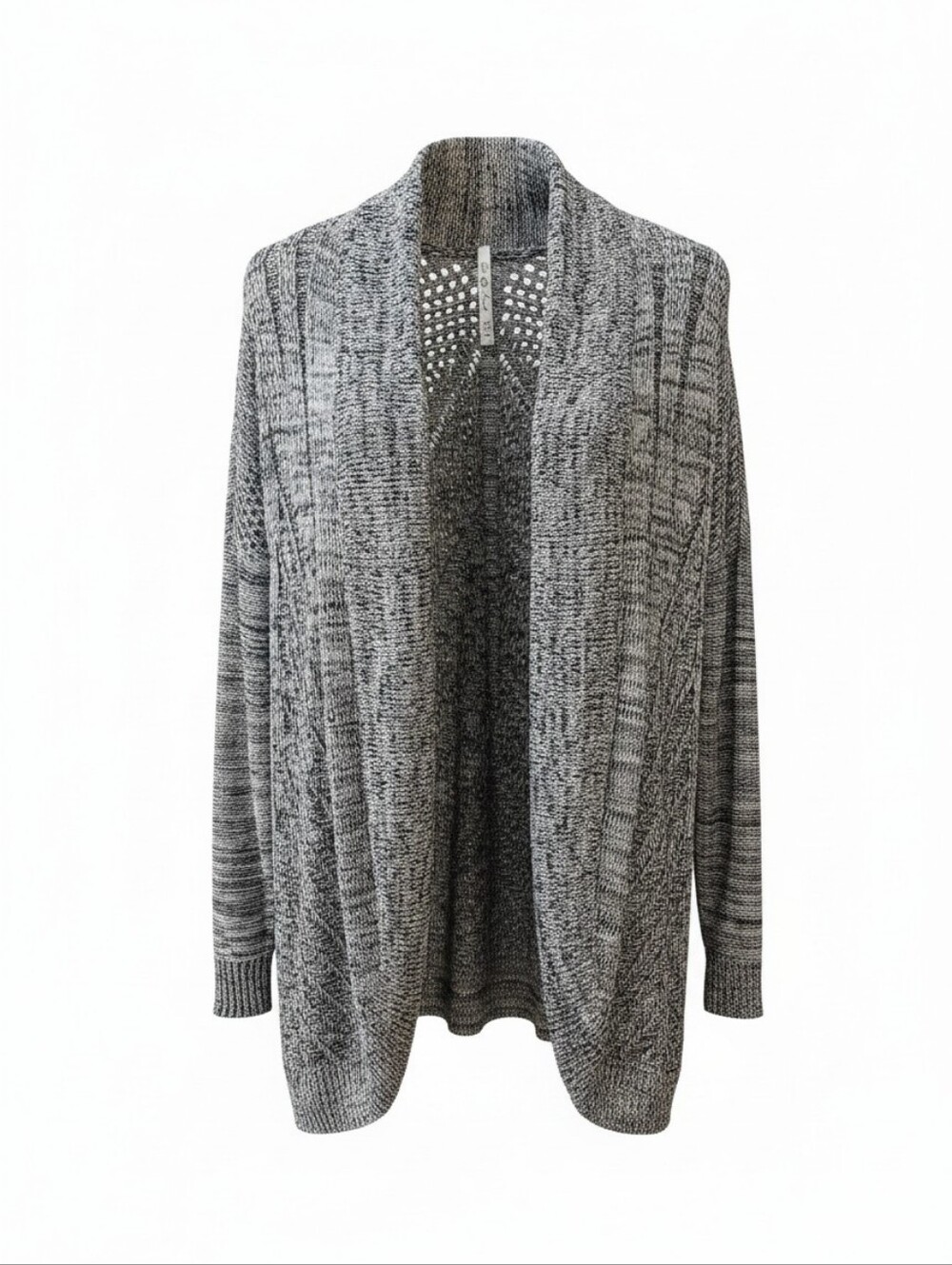 Leo & Nicole Gray Marled Open-Front Knit Cardigan